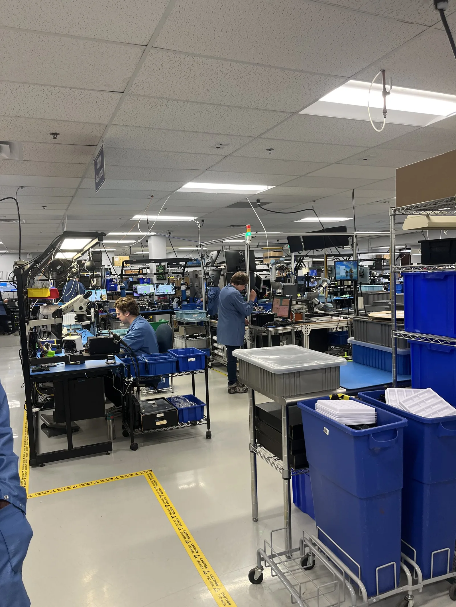 Electronics manufacturing floor — assembly, test, and production across regulated, high-performance sectors